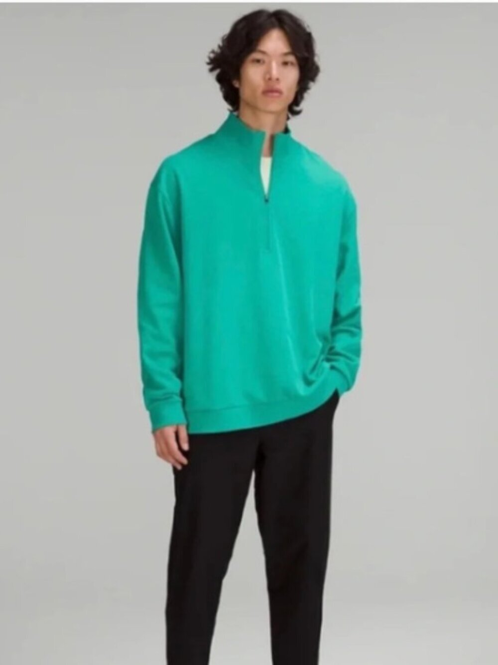 Lululemon French Terry Oversized Half Zip Maldives Green Mens size Medium